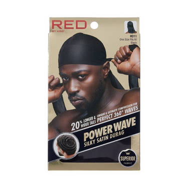 Kiss - Red Power Wave Silky Durag Black HD11 - ANNS BEAUTY SUPPLY